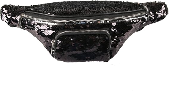 black sparkly fanny pack