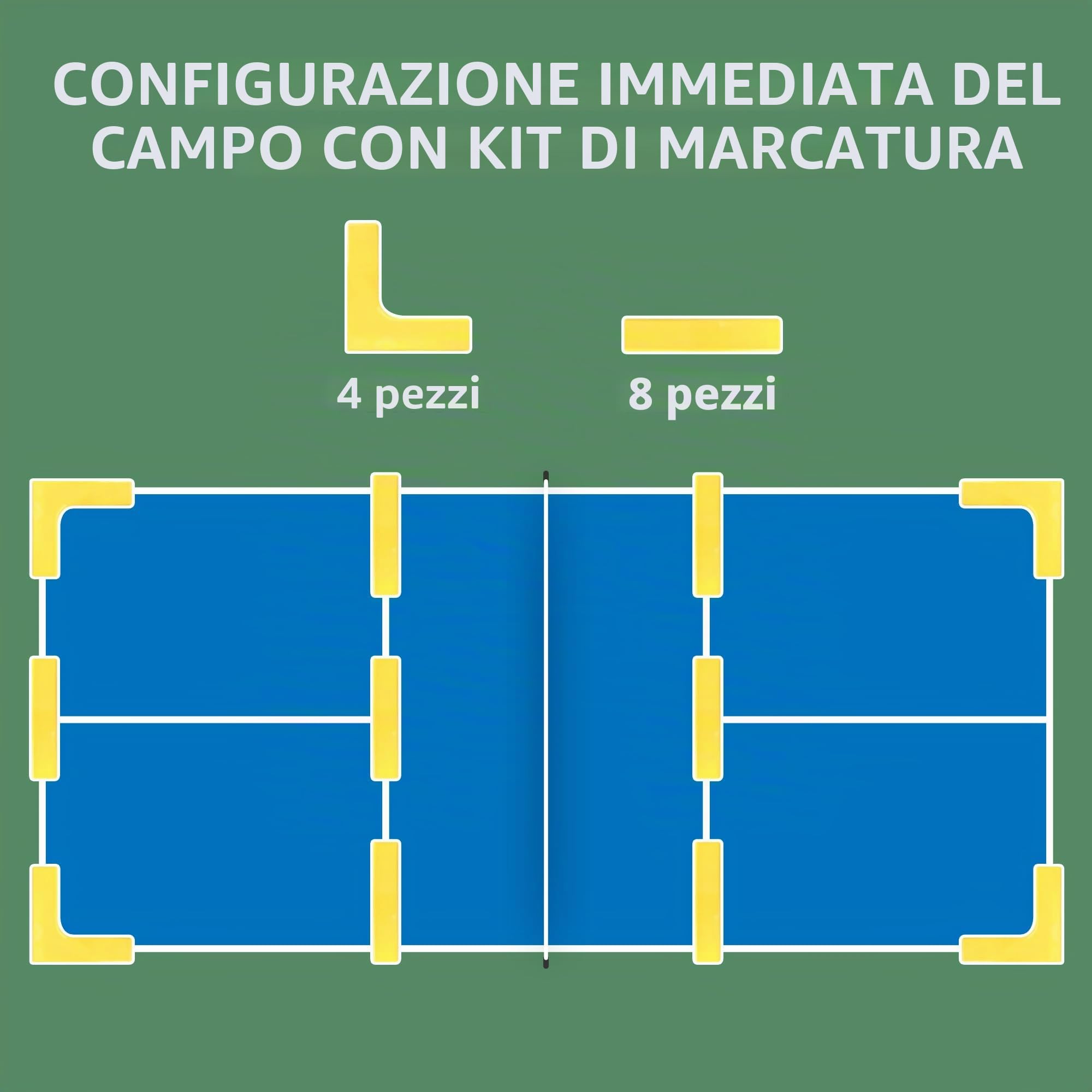 SPORTNOW rete da pickleball set portatile da 6,7 m con rete, set per segnare il campo, raccoglitore di palline, quattro palline e borsa per il trasporto per esterni, vialetto