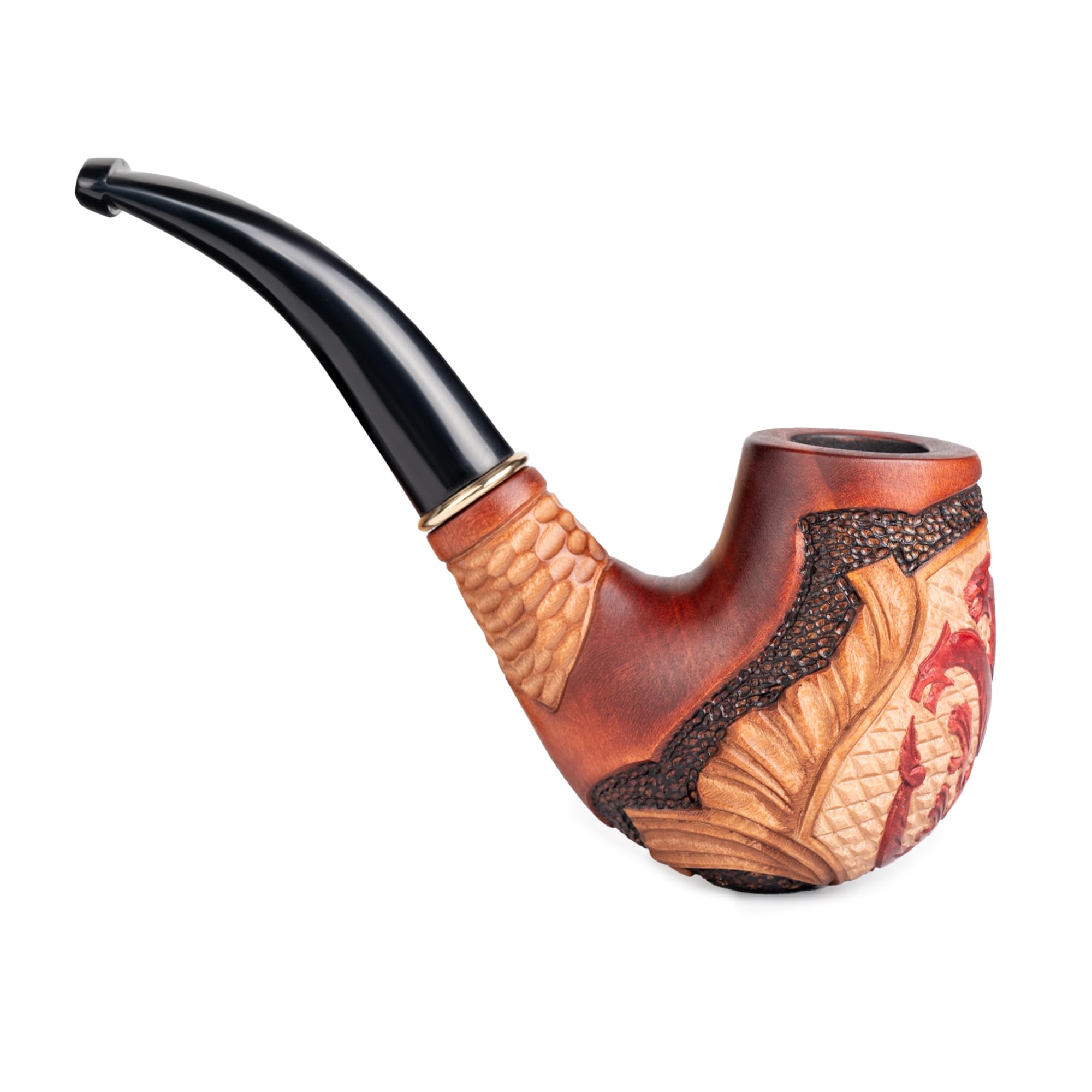 Dr. Watson Dragon Tabakpfeife, Sammlerserie, Handgeschnitzte Birnbaumholz Pfeife für 9mm Filter, Mittelalterliches Design