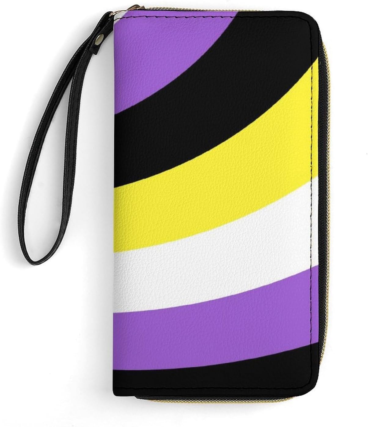 Women's Elegant Wristlet Wallets, LGBTQ Nonbinary Flag Abstract Colorful, Spacious Card Holder Wristlet Wallet Phone Purse with Zippers for Cards, Cash, Coin
