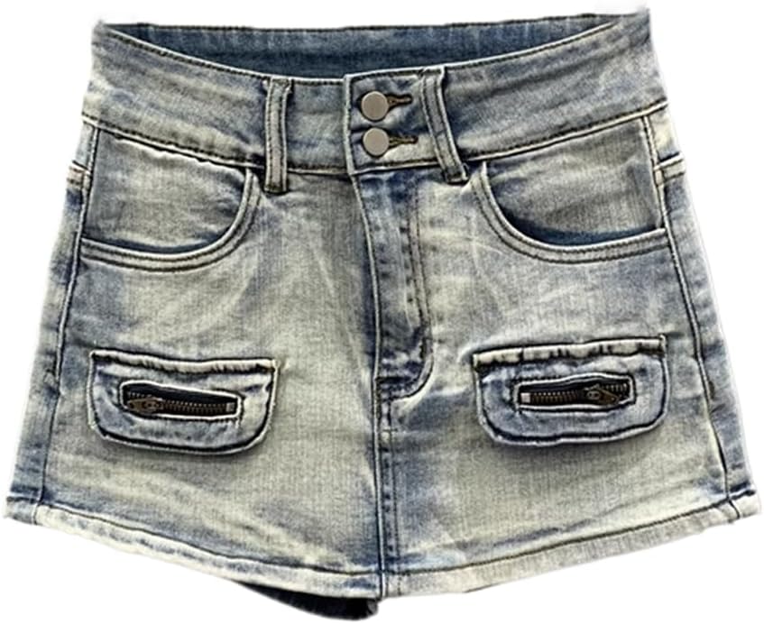American Retro Denim Shorts Skirt for Women in Summer Waist Slim Skirt