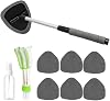9PCS Car Windshield Cleaner Tool, Vehicle Window Cleaning Kit with 6 Reusable Pads Spray Bottles Ventilation Brush Extendable Handles, Auto Inside Glass Wiper Set, Universal Fit Gray