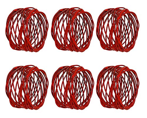 Image of SKAVIJ Handmade Twisted Wire Mesh Napkin Rings Holders Decor Dinner Party Wedding Thanksgiving Christmas Gathering (Red 6pcs)