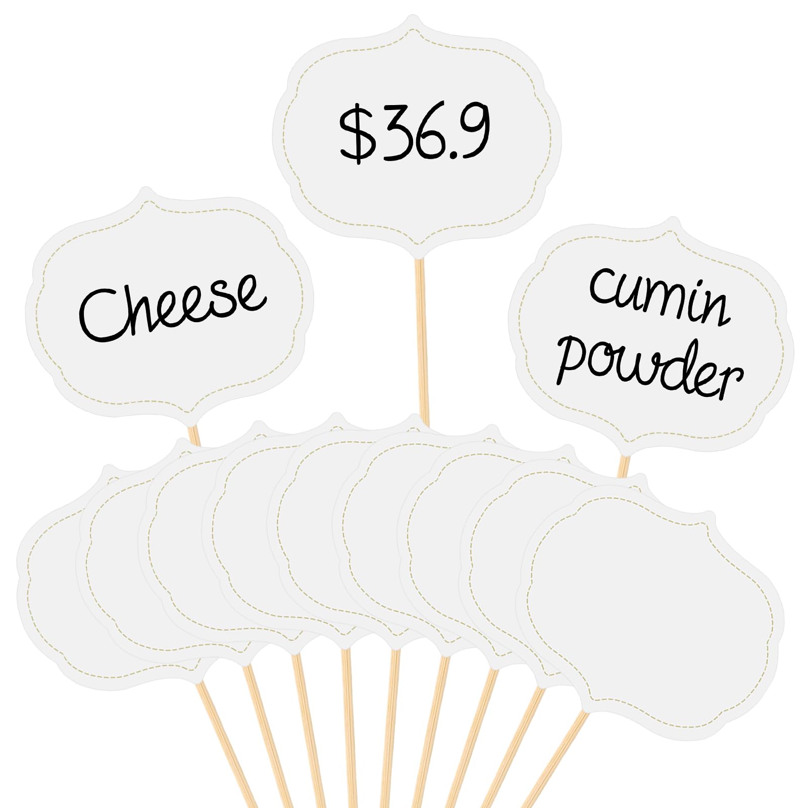 56 Pieces Cheese Markers for Charcuterie Board Food Labels for Party Buffet Blank Toothpick Flags Chalkboard Cupcake Toppers Picks for Wedding Birthday Party Decor, White