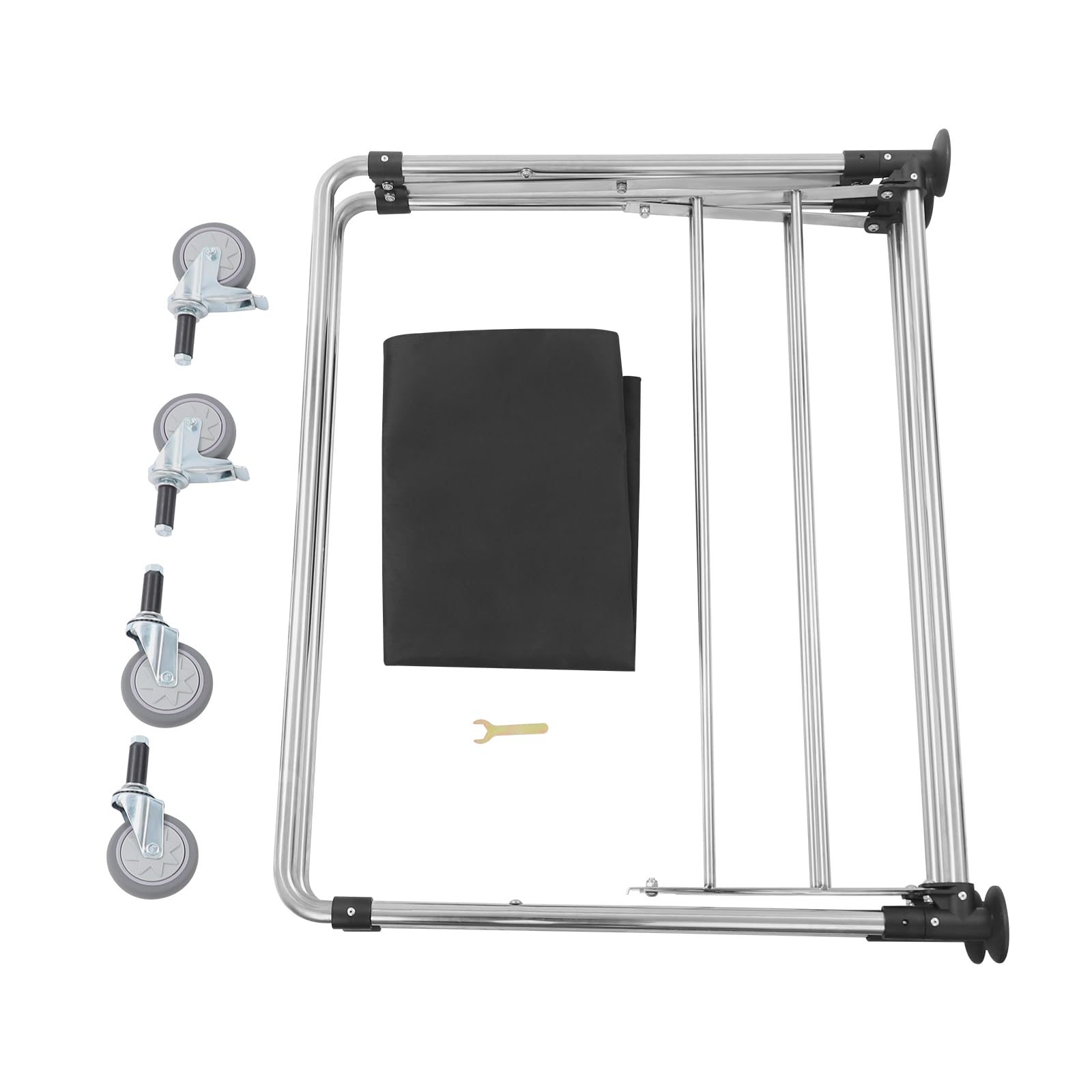 Cesto portabiancheria pieghevole con ruote, portabiancheria portatile, portata: 100 kg, 90 x 60 x 88 cm (nero)