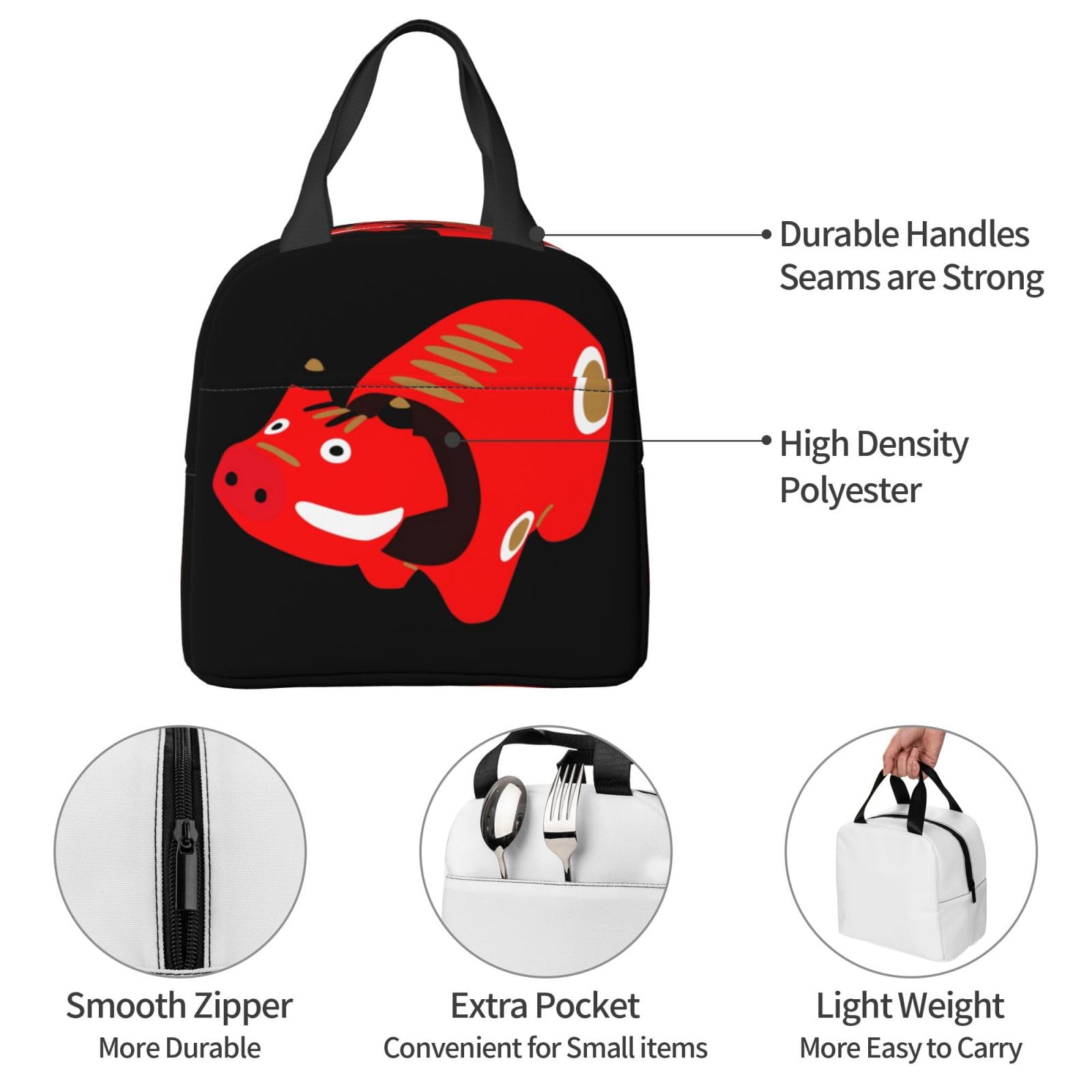 Amazon｜Chioee 弁当袋 ランチバッグ 赤べこ かわいい 幸運を運ぶ牛 