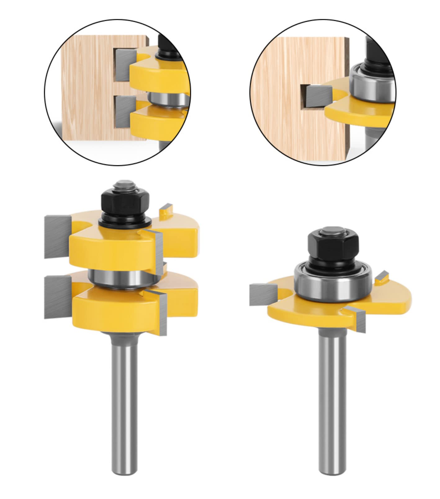 APLUS 8mm Queue Langue Appariée et Fraise de Rainure Set 3 Dents Forme T Cutter en Bois de Coupe Outil de Travail du Bois