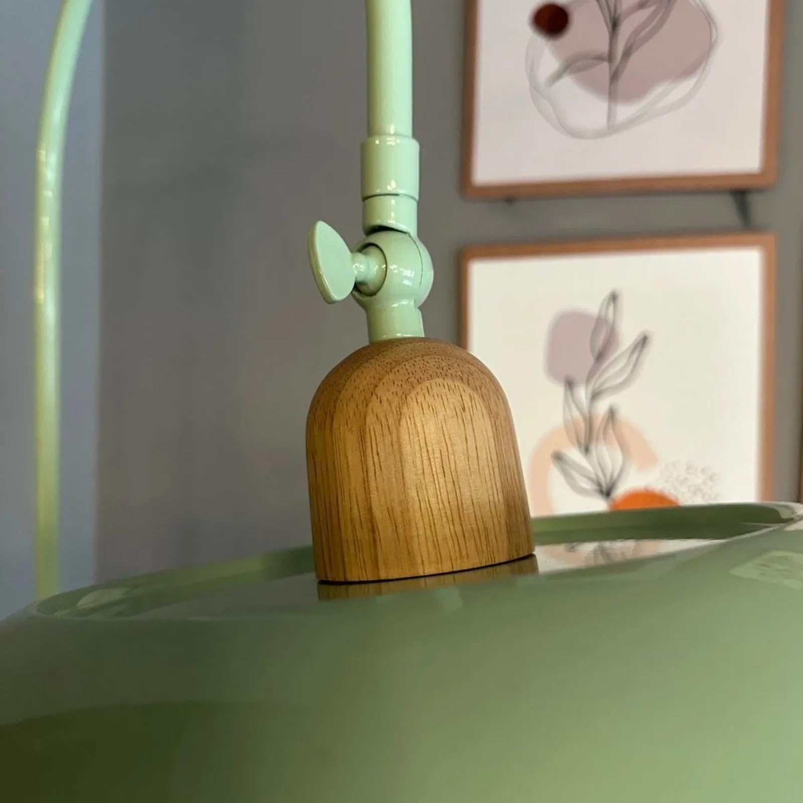 bamyum Gorkiede Lampada da Terra in Metallo per Soggiorno, Camera da Letto, Camera dei Bambini con Attacco E27, Larghezza 27 cm, Paralume Regolabile Verde Menta