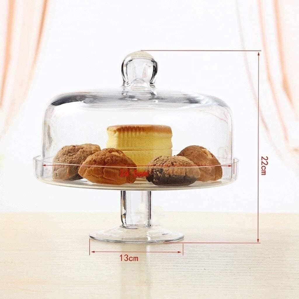 Présentoir à gâteau en verre avec couvercle pour hôtel, restaurant, assiette à pain, mariage, banquet, dessert, plateau de décoration de table (23 x 22 cm)