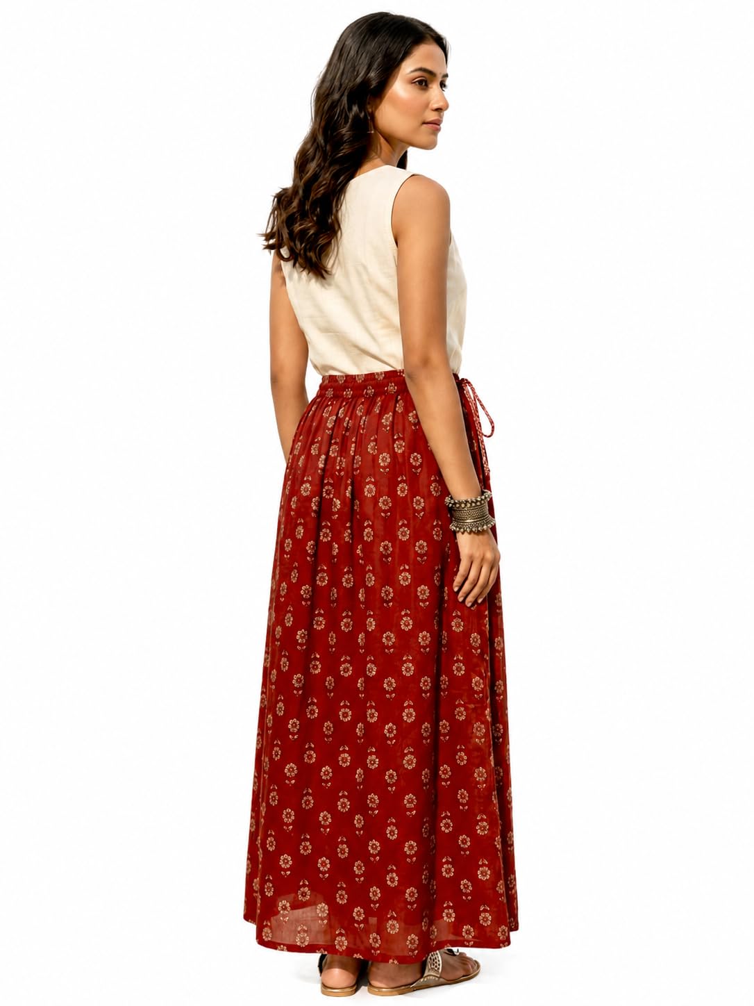 Women's Floral Print Ethnic Maxi Skirt with Comfortable Waistband-image-49