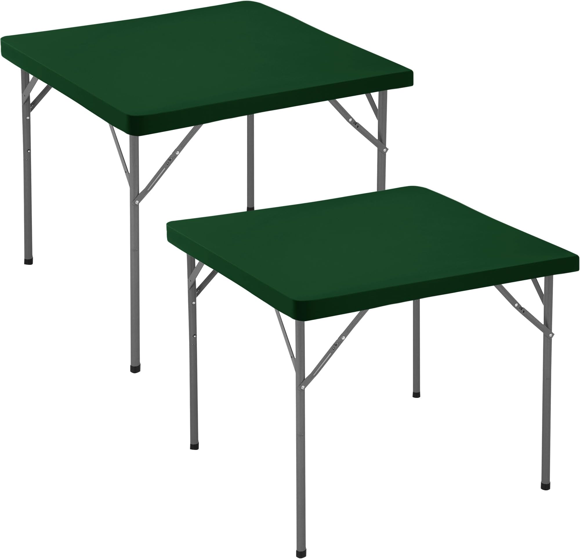 Fitted Square Tablecloth 36x36 Inch-2 Pack Hunter Green Card Elastic Spandex Table Clothes-Small Stretch Christmas Table Cover Topper Cap for Kitchen Dining Picnic Patio Outdoor Party Tables
