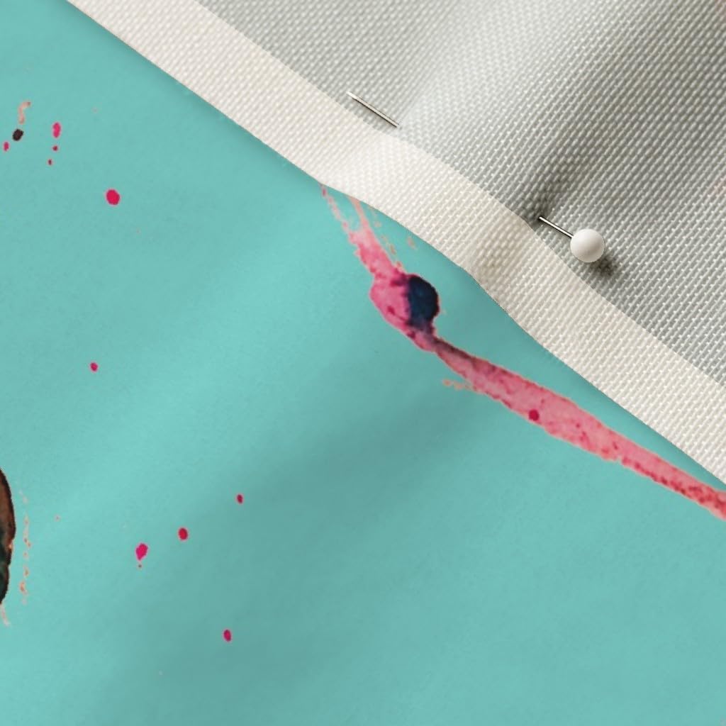 Spoonflower Fabric - Flamingo Aqua Pink Flamingos Tropical Watercolor Paint Bird Printed on Upholstery Velvet Fabric Fat Quarter - Upholstery Home Decor Bottomweight Apparel