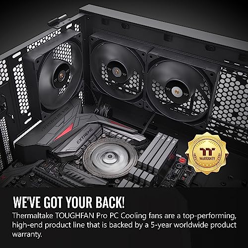 Image of Thermaltake TOUGHFAN 14 Pro High Static Pressure PC Cooling Fan, PWM Controlled 500~2000 RPM, Air Flow 119.6 CFM, Gen.2 Hydraulic Bearing 140mm Case /Radiator Fan (2 Pack) CL-F160-PL14BL-A,Black