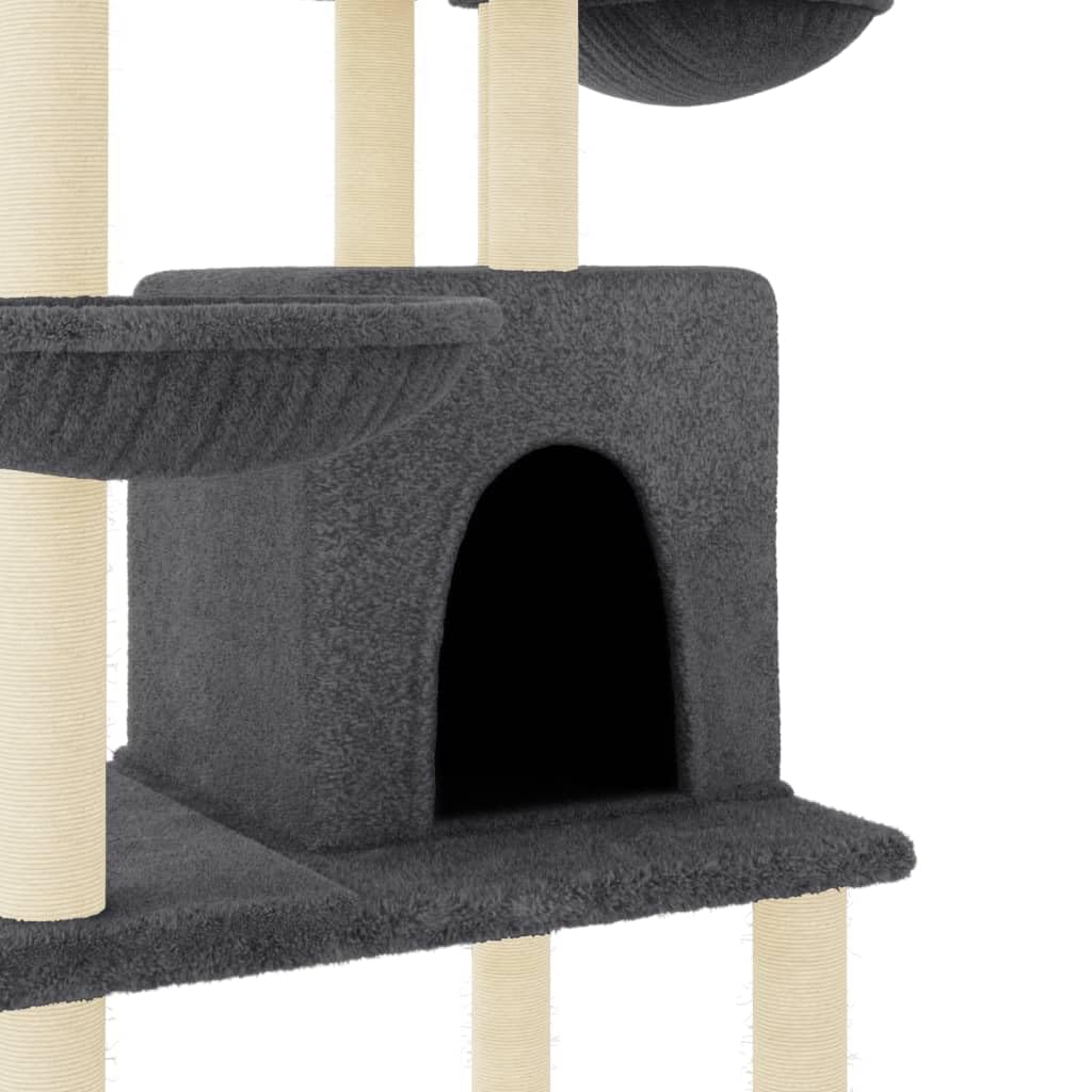 vidaXL Rascador para Gatos con Postes de sisal Gris Oscuro 180 cm