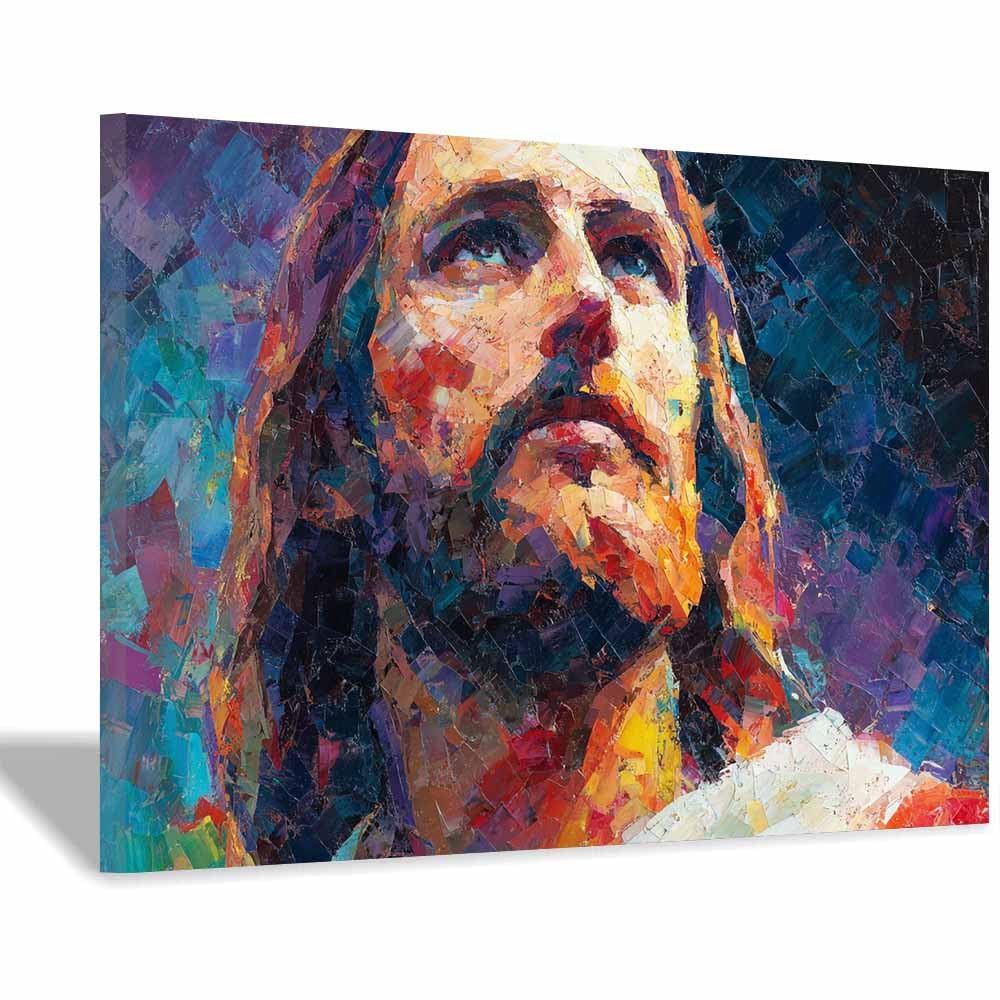 ZAMAEIU Jesus Canvas Wall Art Looking up to thes struggle Christian Painting Print for Bedroom Living Room Bathroom Home Wall Decor Church Decor(multicolored)-30x50cm Framed