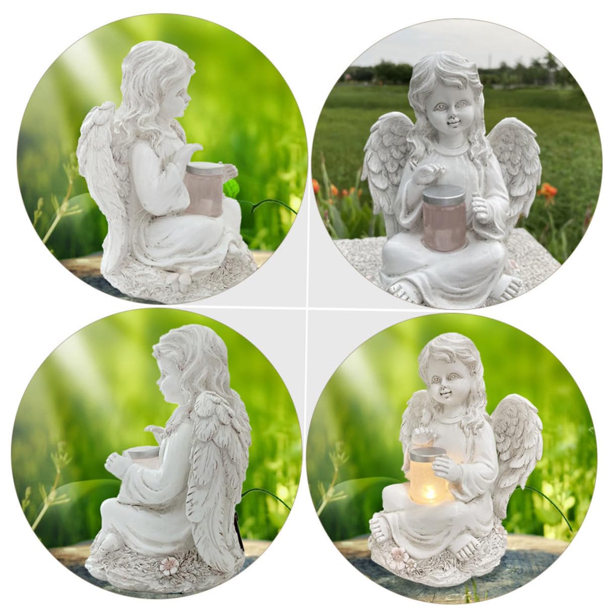 Solar Powered Resin Angel Statue Creative Garden Sculpture Outdoor Decor Unique Artistic Home Ornament