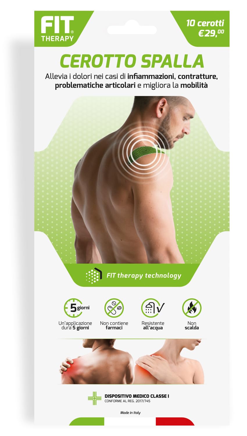 FIT Therapy – Cerotti Antidolorifici e Antinfiammatori Spalla - Per Dolore Muscolare, Artrite, Tendinite, Borsite, Artrosi – NON SCALDA, Impermeabile, Senza Farmaci, Dura 5 Giorni (10 Cerotti)