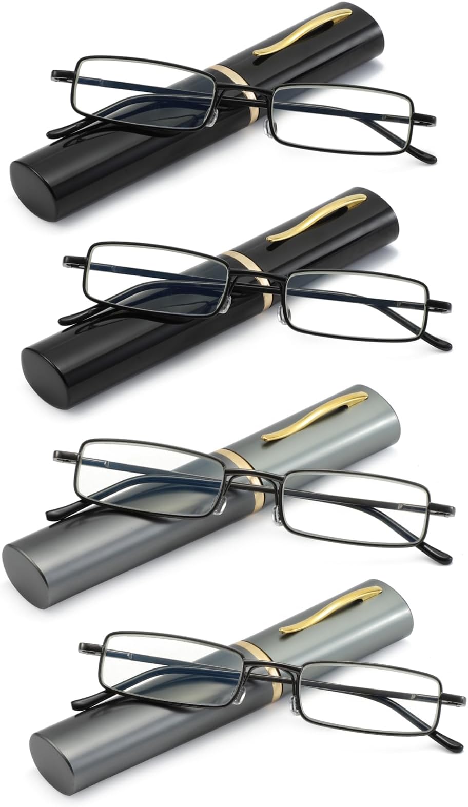 OWTXIS Blue Light Blocking Reading Glasses - Slim Pocket Reading Glasses with Pen Clip Case Mini Lightweight Glasses