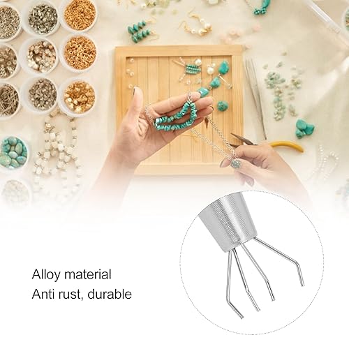 Miniatura 4 de Herramienta de recogida de 4 garras, agarrador de 4 puntas para hacer joyas, pinzas de gemas de diamante de acero inoxidable para perlas de