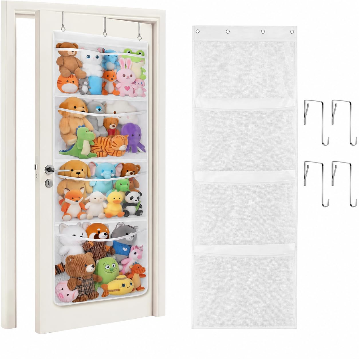 Tarqite Over The Door Stuffed Animal Storage, Soft Toy Storage (White) — image 1