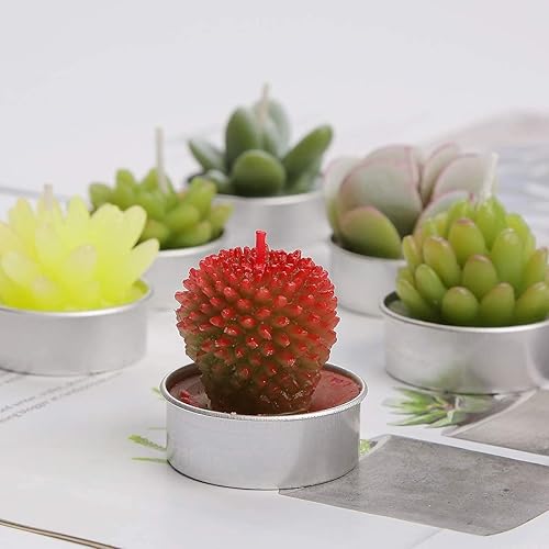 Miniatura 18 de 12 velas de cactus hechas a mano, delicadas velas de té suculentas, perfectas para fiestas de cumpleaños, bodas, spa, decoración del hogar, regalos