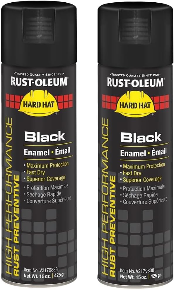 V2179838 High Performance V2100 System Hard Hat Enamel Spray Paint – Gloss Black, 15 oz, Rust Preventative, 2-Pack
