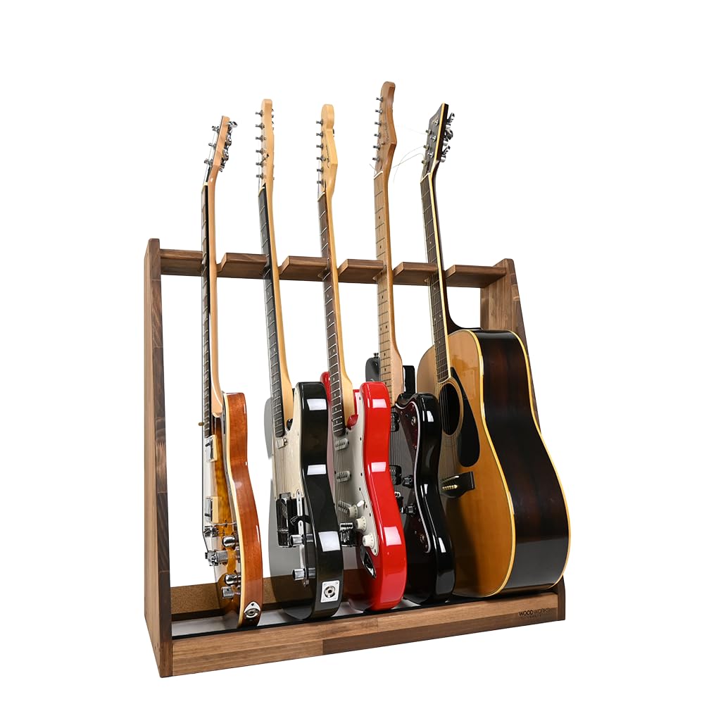 ギター5本セット＋スタンド Amazon.co.jp: WOODWORKS 日本製 ギタースタンド エレキギター用 5本掛