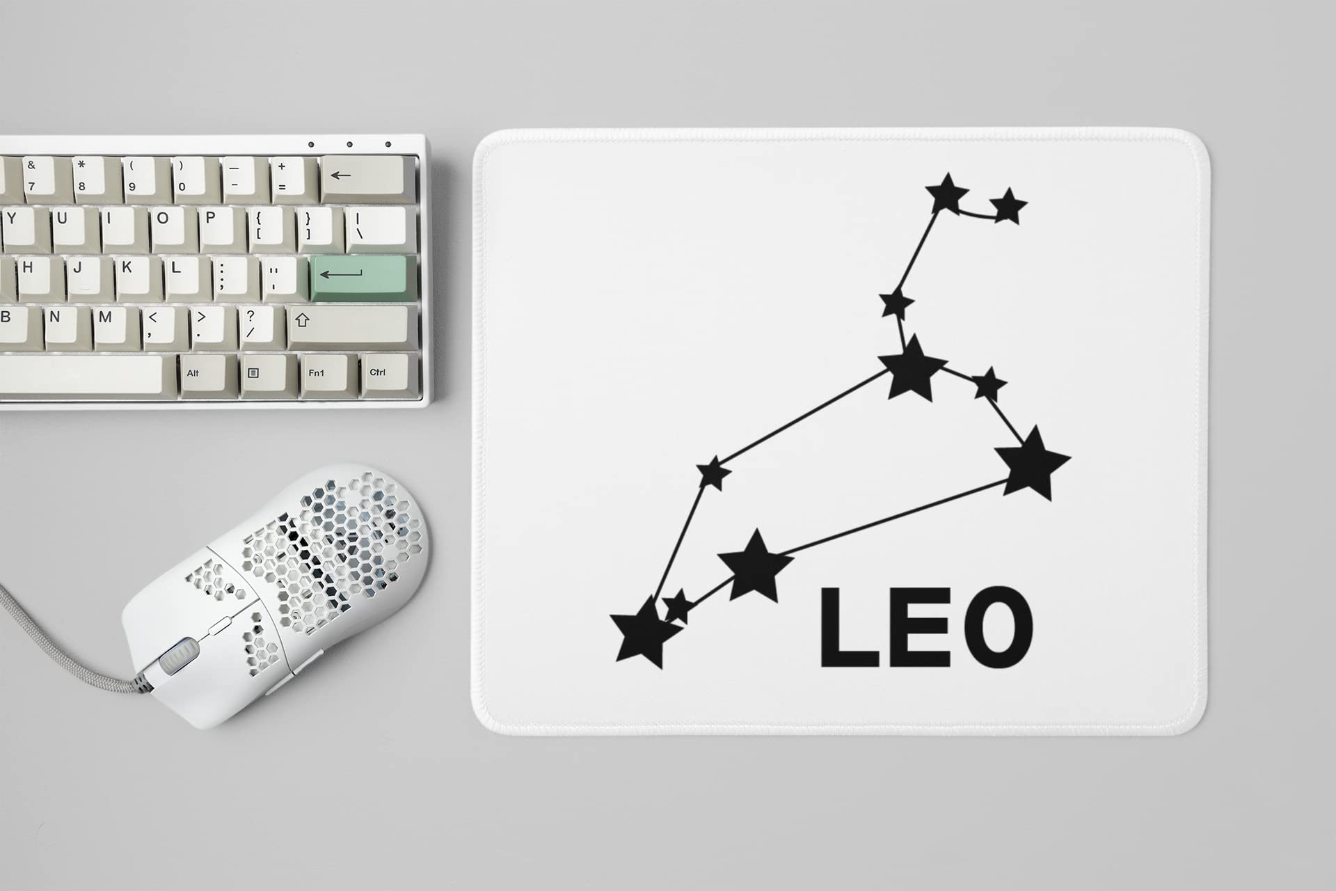 UNiOWN STORE Leo Stars - Printed Zodiac White Gaming Mousepad for Astrology Lovers(20cm x 18cm)