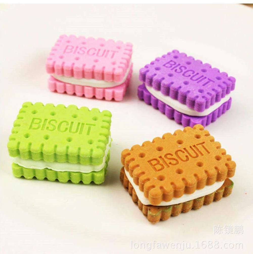 Biscuit Eraser Cute Kawaii Milk Cookies Cookie Eraser School Stationery Supplies Creative Gift for Kids 4pcs