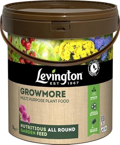 Levington Growmore Multi Purpose Plant Food 9kg | Essential All Round Garden Feed & Soil Fertility Booster | Easy to Use Granules for Flowers Vegetables Fruit & Trees | NPK 5-10-0 | 9kg Tub