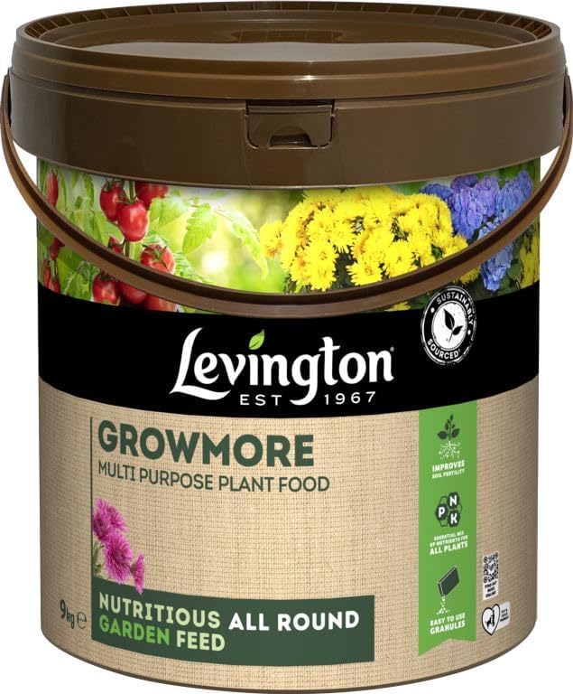 Levington Growmore Multi-Purpose Plant Food 9kg | Phosphorus-Rich NPK 5-10-0 Fertiliser for Flowers, Vegetables, Fruit & Trees | Granules for Soil Preparation & Establishment | Treats approx 135mΒ²