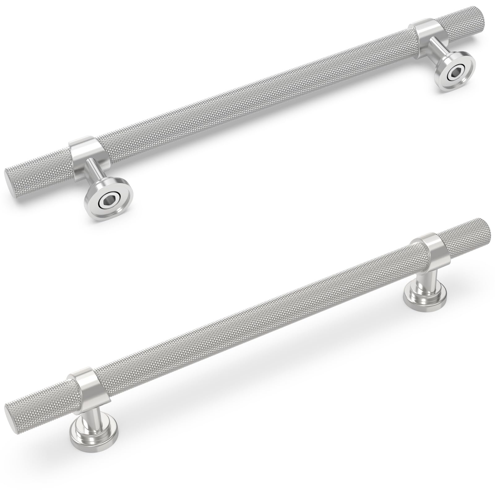 KOMOTIA 10 Pack 6-1/4 Inch Cabinet Pulls knurled Brushed Satin Nickel Kitchen Cabinet Handles Aluminum and Zinc Alloy Drawer Pulls Solid Cabinet Hardware