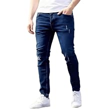 Men's Ripped Skinny Jeans Stretch Slim Fit Distressed Denim Pants Fashion Casual Streetwear Jeans with Pockets