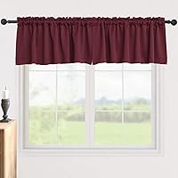 Vista 6 de Pickluc Cortinas opacas con cenefa de 18 pulgadas de largo, cortinas cortas con bolsillo para barra para ventana de cocina, baño, sala de estar