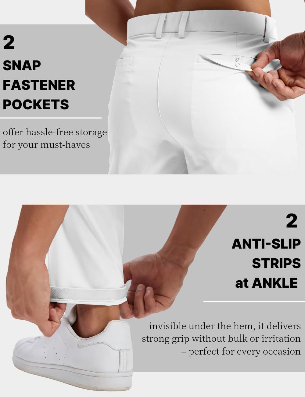 Mens Golf Pants Lightweight Quick Dry Anti-Slip Work Dress Pants 30"/32"/34" Stretch Casual Slacks with 4 Pockets - Image 4