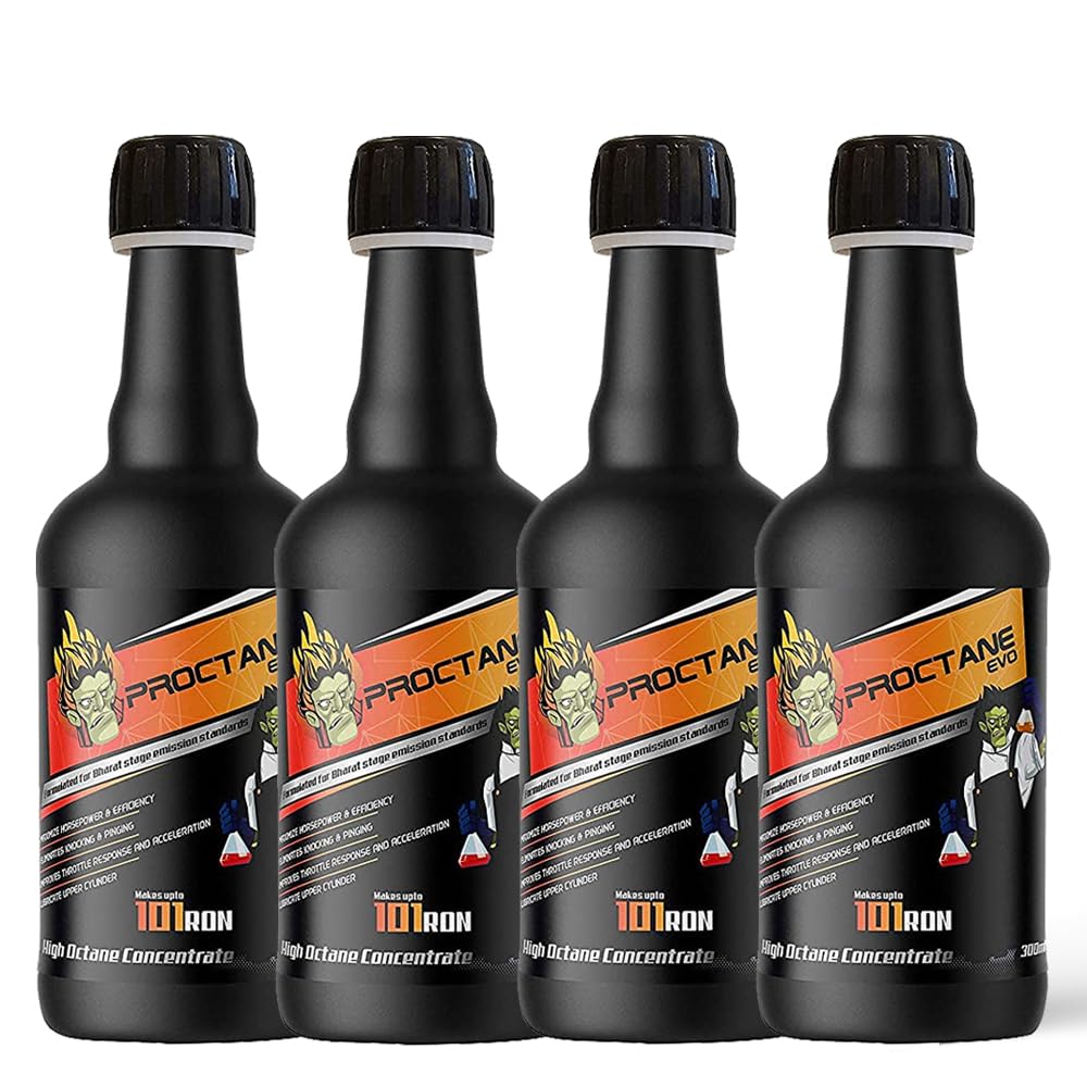 Proctane EVO High Octane Concentrate Booster for Max Engine Power, High Mileage Performance and Efficiency; Suitable for All Petrol Vehicles (300 ml (Pack of 4))