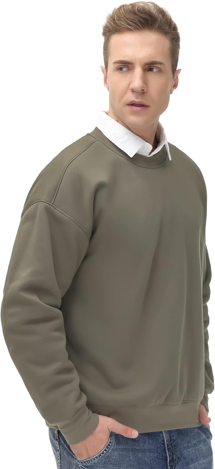 THE GYM PEOPLE Men's Fleece Crewneck Sweatshirt Thick Loose fit Soft Basic Pullover Sweatshirt - Image 3