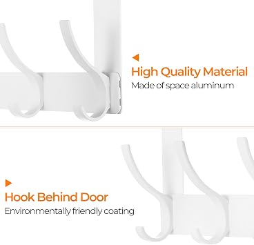 Over Door Hangers Hooks, Over the Door Hanger, Coat Hooks for Overdoor Hanger, Coat Hanger Hook for Bedrooms Bathroom Towel Bag Clothes Hanging, White
