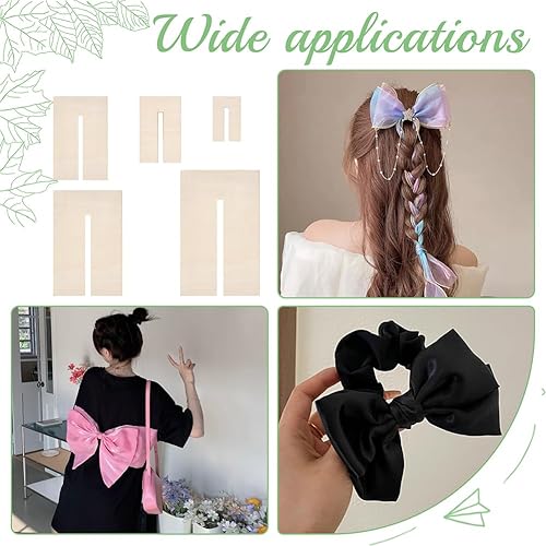 Miniatura 6 de BENECREAT 5 plantillas para hacer lazos, tableros de madera para coser manualidades, herramienta de costura para hacer cintas, cabello y regalos