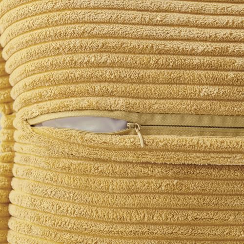 Image of MIULEE Decorative Throw Pillow Covers for Couch Bed Livingroom 18x18 Inch Set of 2 Gold Boho Accent Throw Pllows Broadside Striped Patchwork Soft Corduroy Summer Pillowcases