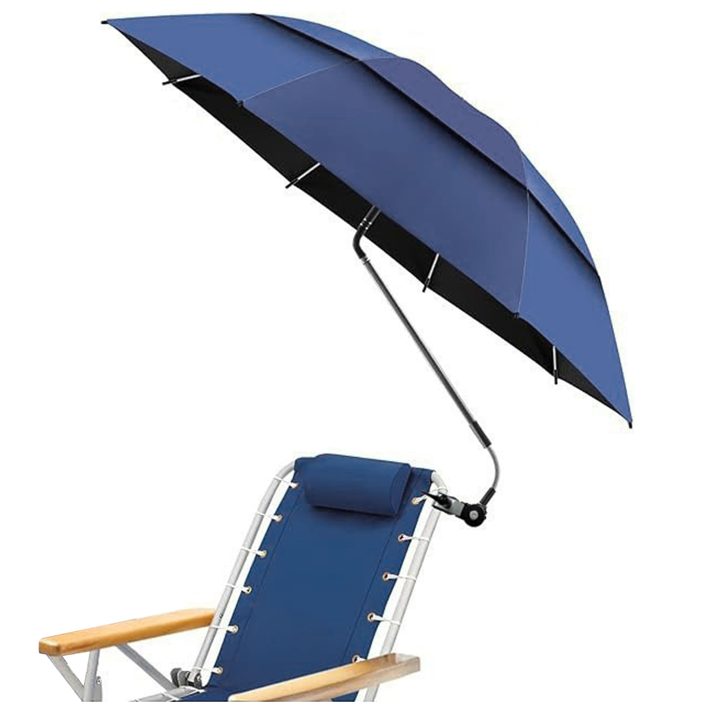 Parapluie de Chaise de Plage Pliable 47 Pouces avec Pince, Pare-Soleil résistant aux UV pour la Plage, Le Camping, la pêche, Parapluie détachable pour Chaise d'extérieur