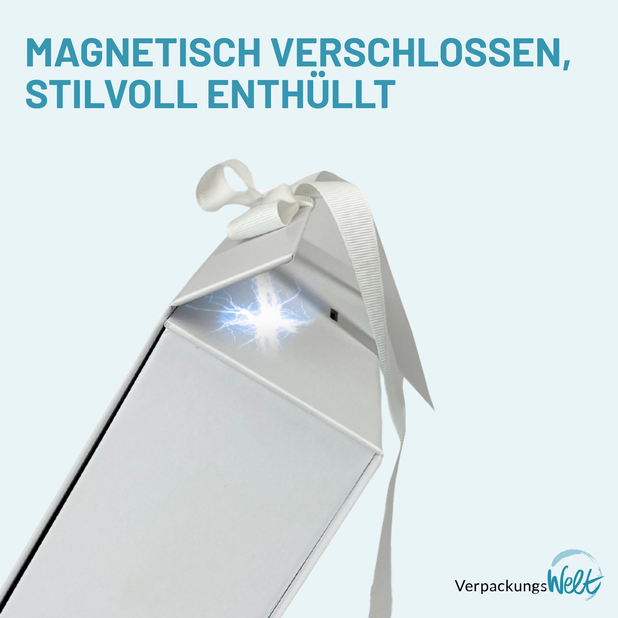 Geschenk-Box mit Deckel | 31 x 22 x 15 cm (10er Pack) | Geschenk-Karton mit Magnet-Verschluss & edler Schleife | Perfekt für Geburtstag, Hochzeit, Geburt | Geschenk-Verpackung Weiß