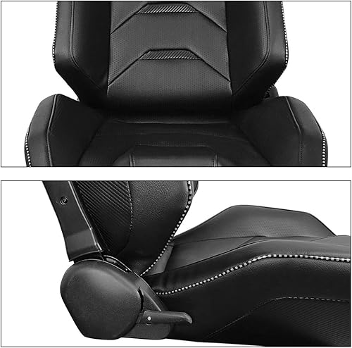 Miniatura 10 de IKON MOTORSPORTS - Par de asientos para vehículos de carrera, universales, con deslizador de doble bloqueo, reclinables, asiento izquierdo y asiento