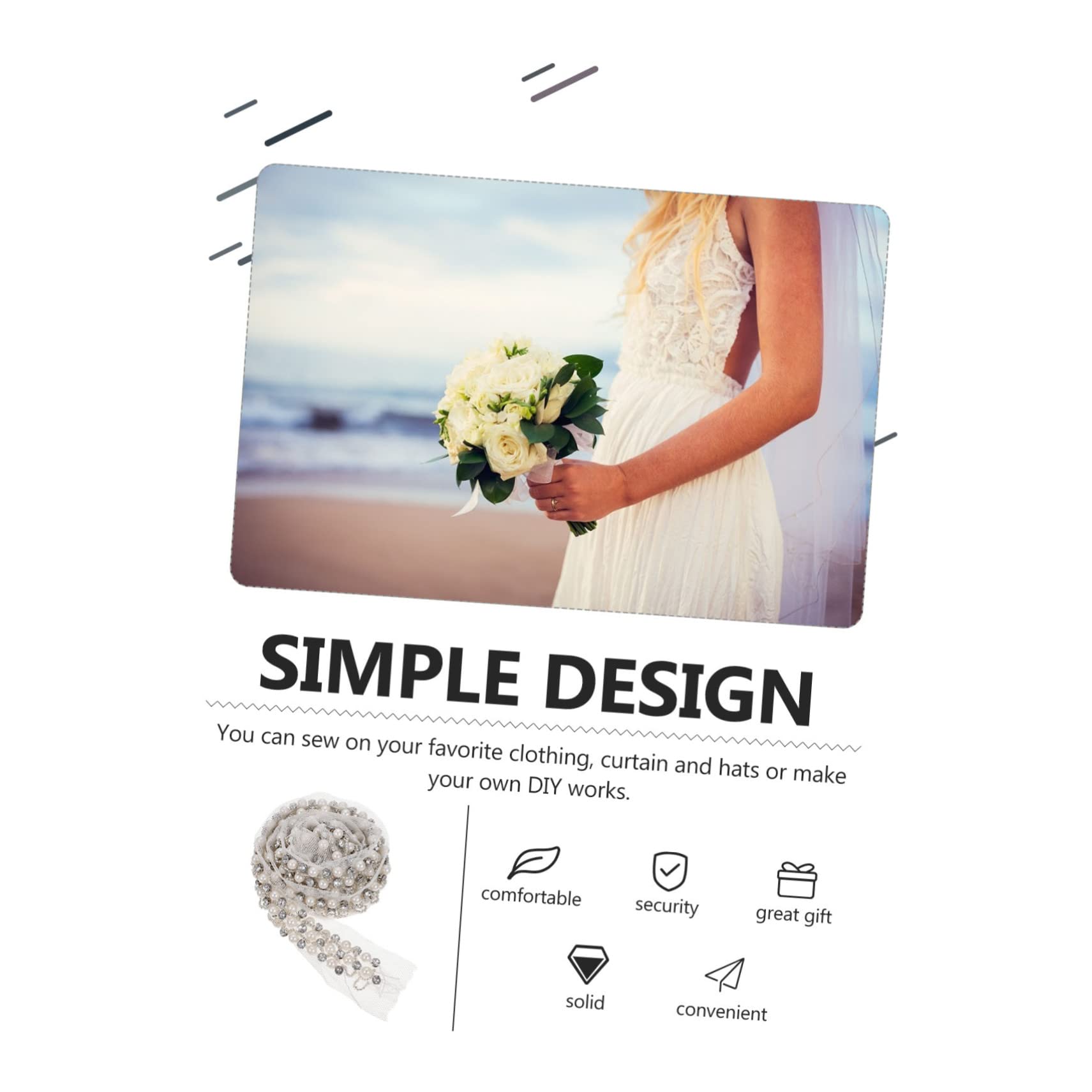 Operitacx 4piezas Cinta De Encaje De Perlas Brillantes Ribete Decorativo Para Ropa y Manualidades Para Bodas y Proyectos De Costura