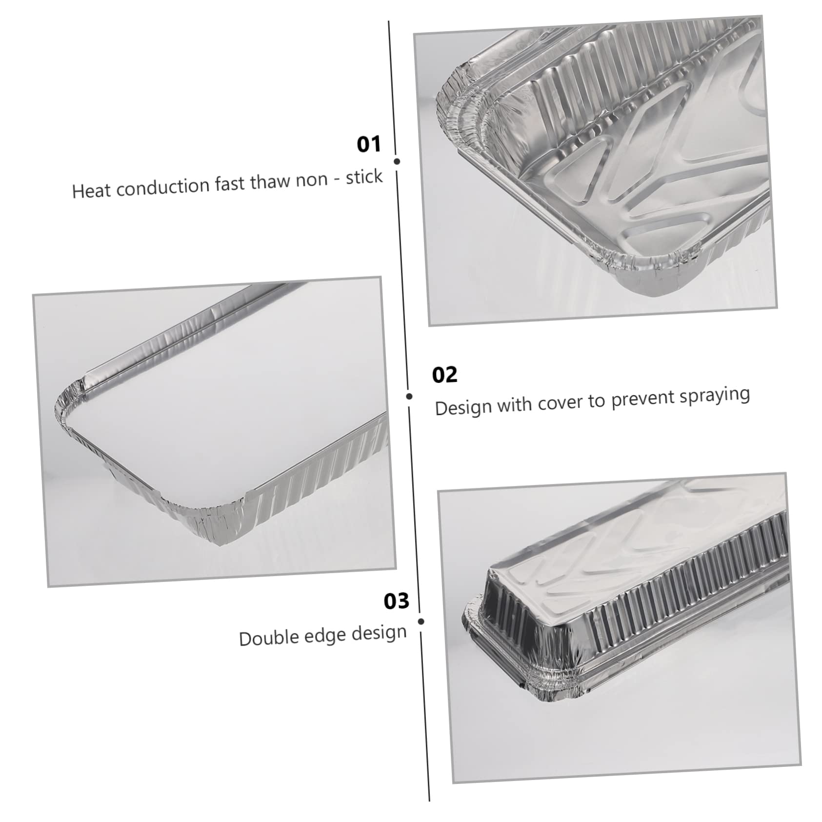 NAMOARLY 15Sets Disposable Drip Pans with Lids Foil Food Holders for Barbecue Takeaway Packing Box for Grilling and Cooking