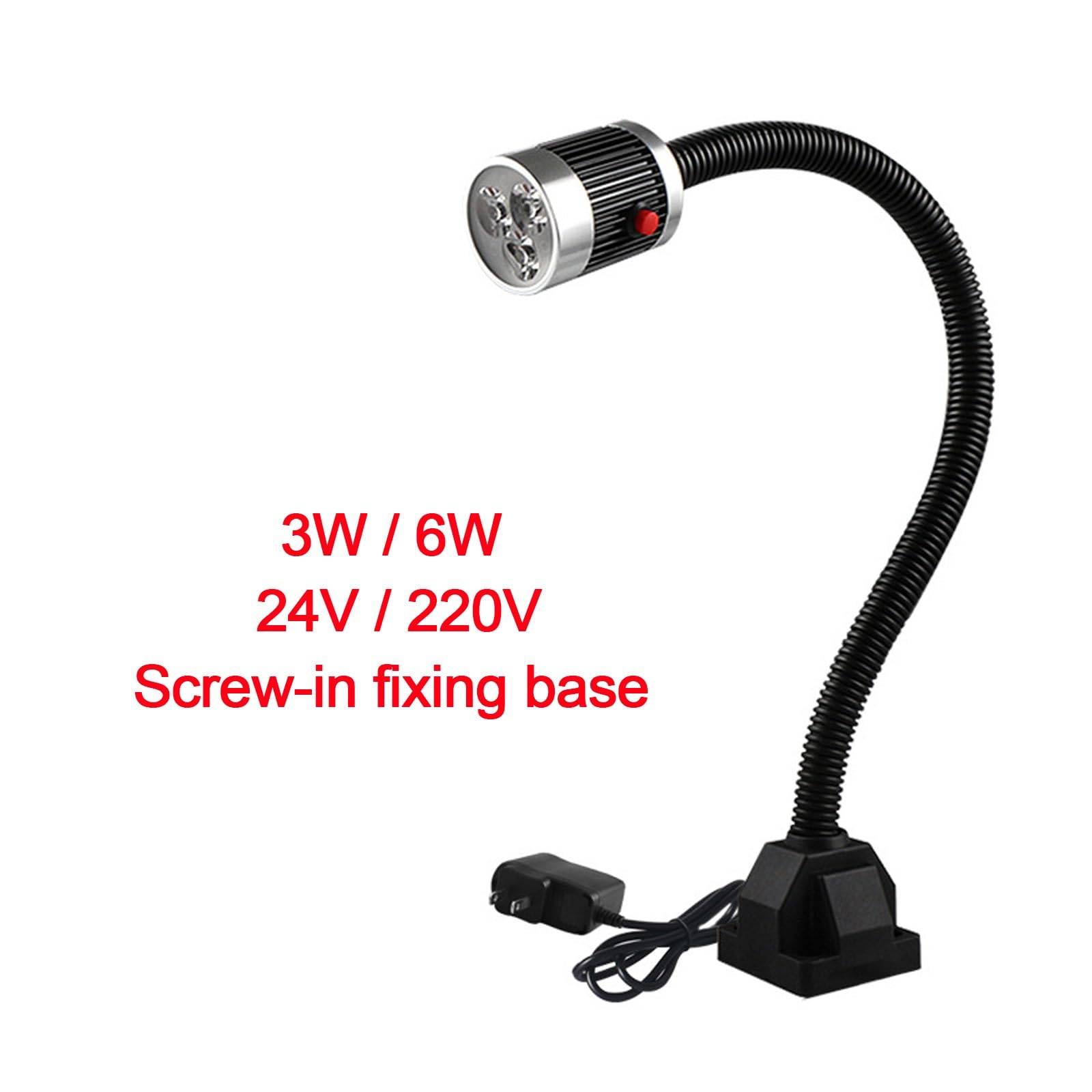 Luce da lavoro a LED, luce da lavoro a LED for macchine utensili, luce a collo d'oca 6W 220V, luce for utensili da officina for tornio, banco da lavoro, macchina da cucire, griglia(Y1-6W-24V)