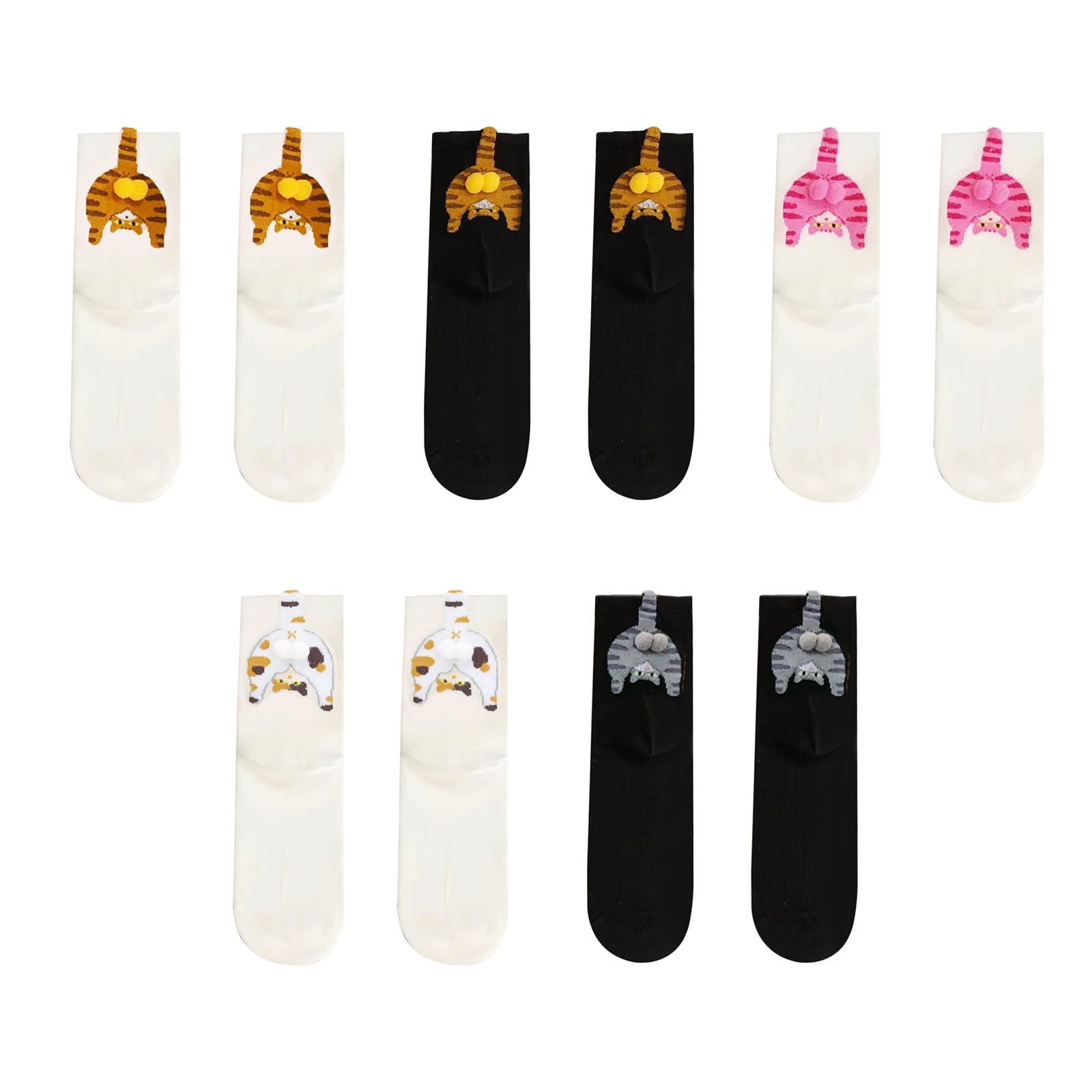 Xinsheinelry Funny Cats Fuzzy Eggs Decorated Ankle Socks Elastic Top Womens Footwear Polyester Casual Home Office Calf Socks