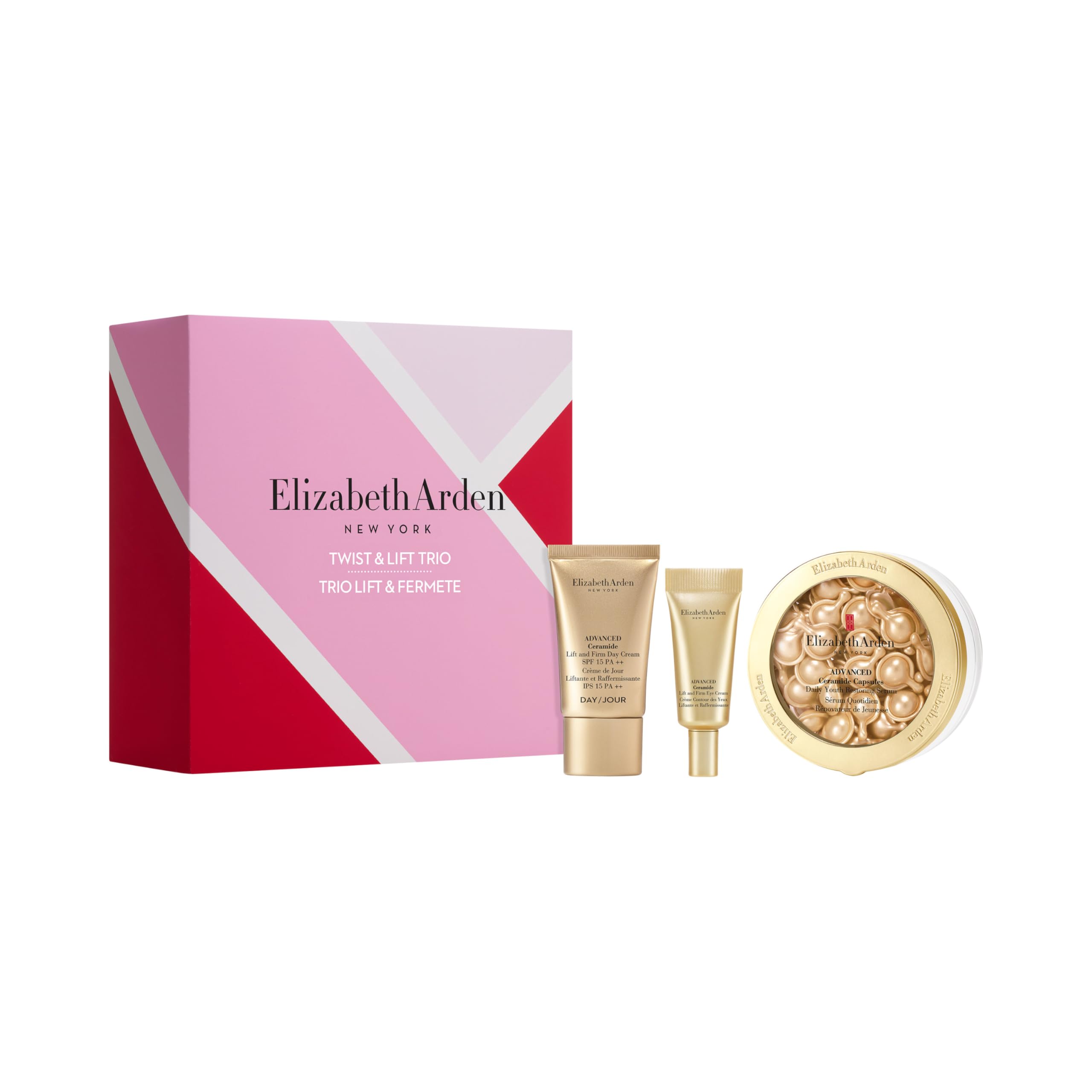 Elizabeth Arden - Twist & Lift Trio Gift Set, Advanced Ceramide Capsules Daily Youth Restoring Serum, Lift and Firm Augencreme und Tagescreme mit SPF 15, Verjüngung Hautpflege Set