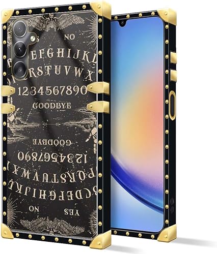 DAIZAG Funda compatible con Samsung Galaxy A14 5G, B Witchy Ouija - Funda de lujo elegante para mujeres y niñas, decoración de metal, esquina