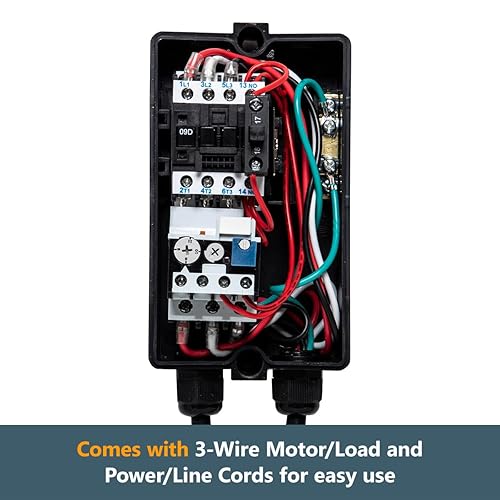 Miniatura 2 de POWERTEC Caja de interruptores magnéticos trifásicos de 230 V, 11 amperios, interruptor 3P, aprobado por UL. Incluye motor de 4 alambrescarga y